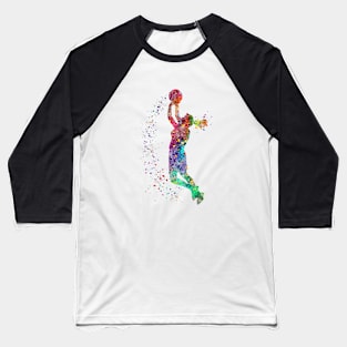 Girl Basketball Painting Watercolor Art Print Sports Gifts Baseball T-Shirt